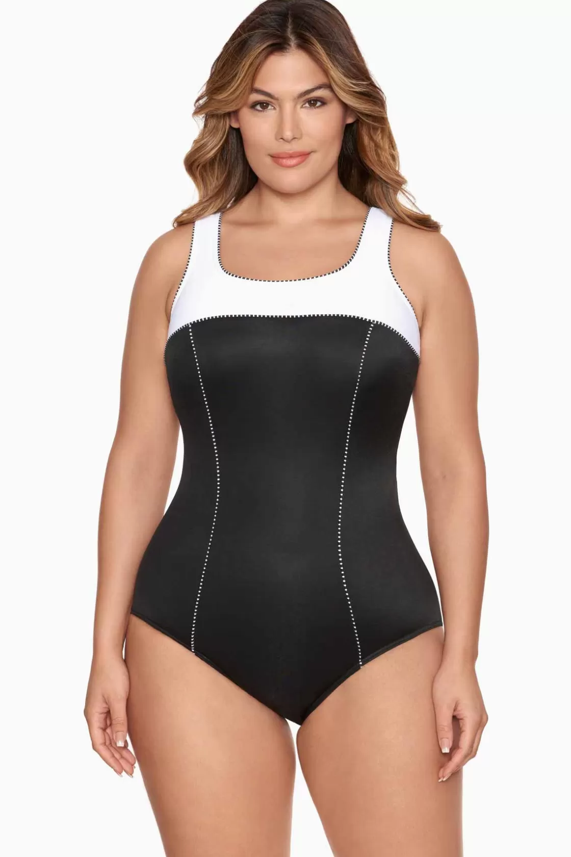 Miraclesuit One Piece^Plus Size Colorblock Touche One Piece Swimsuit Black/White